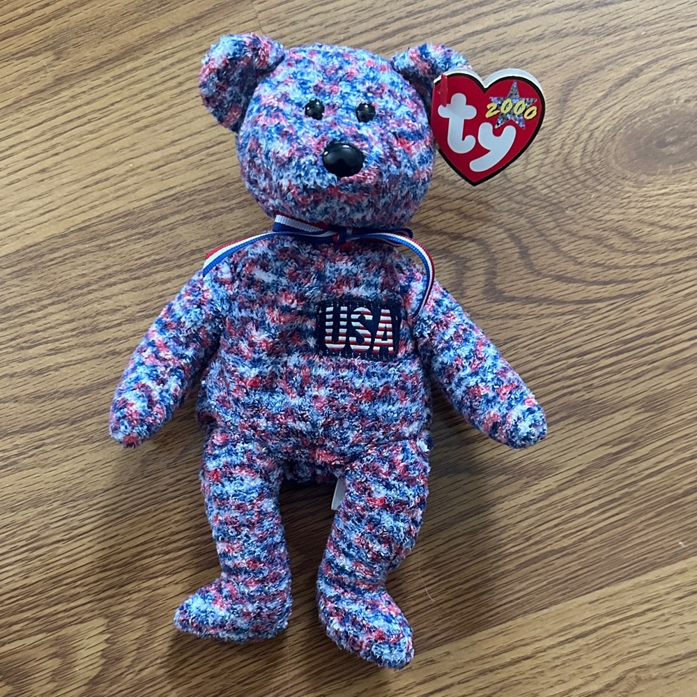 Ty Beanie Babies Patriotic Bear - Red, White, Blue - USA